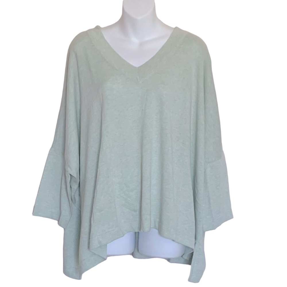 Pure Jill Boxy V-Neck Cotton Wool Silk  Blend Oversized Sweater